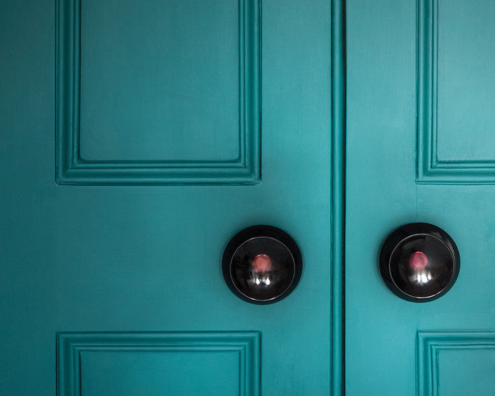 Paint & Paper Library Teal on cupboard doors