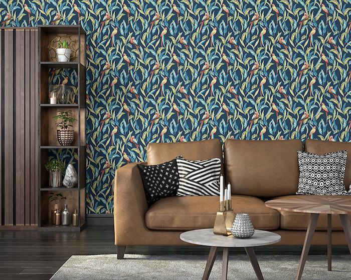 OHPOPSI Tropical Parrot Indigo Multi Wallpaper WLD53117W