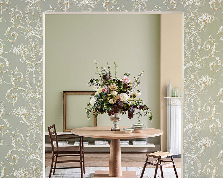Little Greene Normandy Grey 79 Paint in a dining room