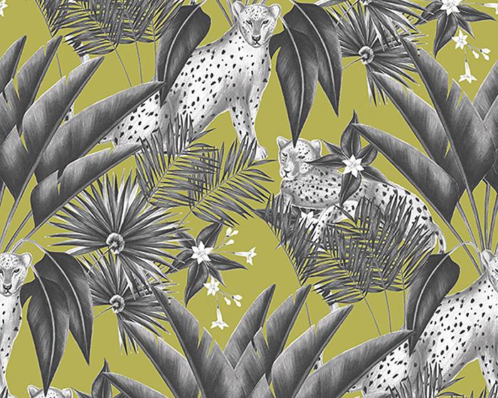 OHPOPSI Jungle Cheetah Sable and Lime Wallpaper WLD53105W
