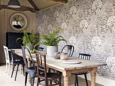 Sanderson Woodland Toile Wallpaper in a dining room