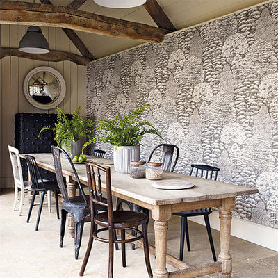 Sanderson Woodland Toile Wallpaper in a country dining room