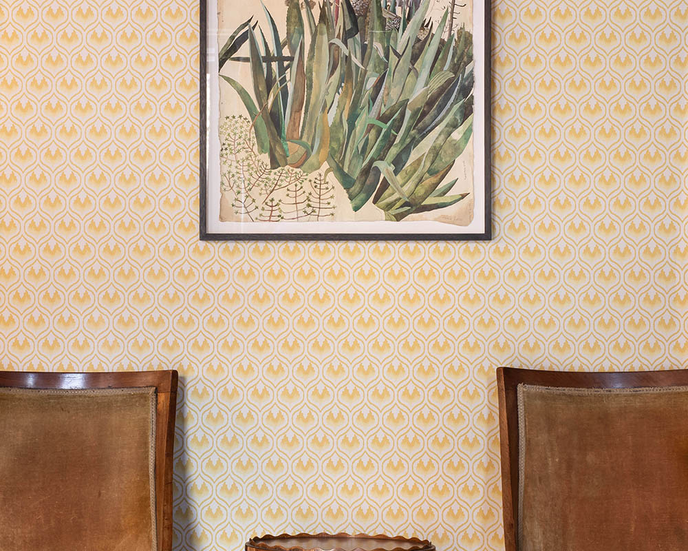 Barneby Gates Ikat Heart Wallpaper on a wall