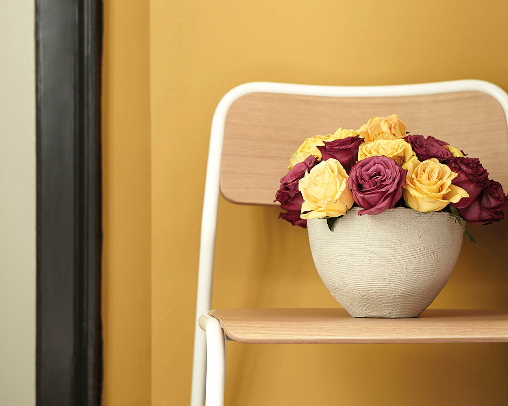 Little Greene Yellow-Pink 46 Paint on a wall