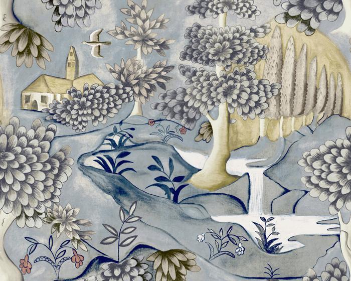 Zoffany Verdure Lead Blue 310430 Wallpaper