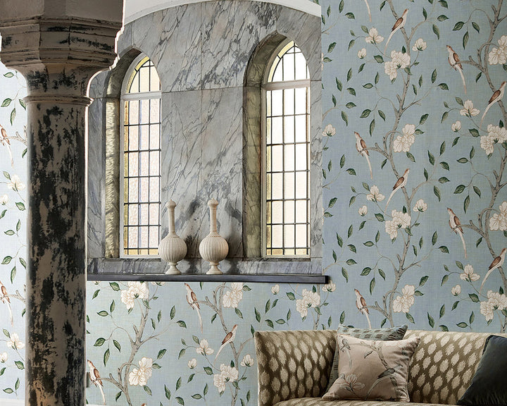 Zoffany Eleonora Print Wallpaper in a living room