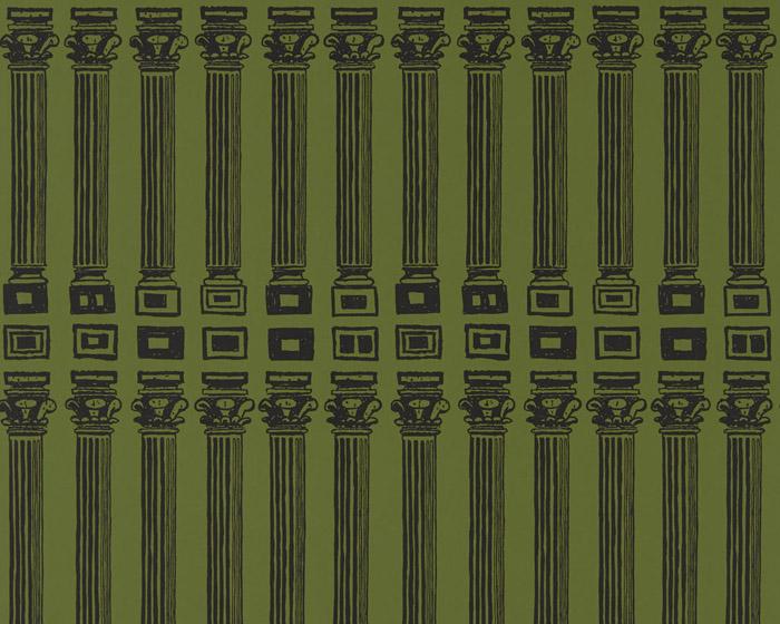 Zoffany Columns Olive/Bone Black 312970 Wallpaper