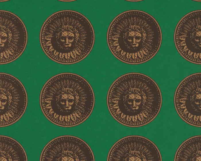 Zoffany Medallion Malachite/Gold 312974 Wallpaper