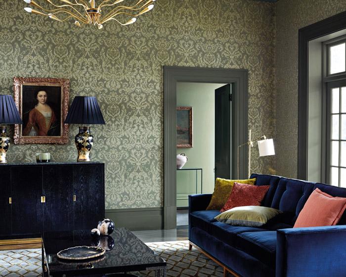 Zoffany Brocatello Olivine 312680 Wallpaper