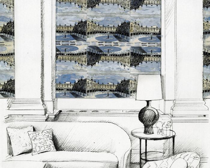Zoffany Royal Exchange Paris Grey/Gold 312973 Wallpaper