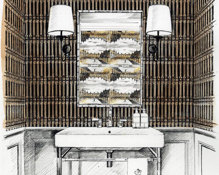 Zoffany Columns Olive/Bone Black 312970 Wallpaper