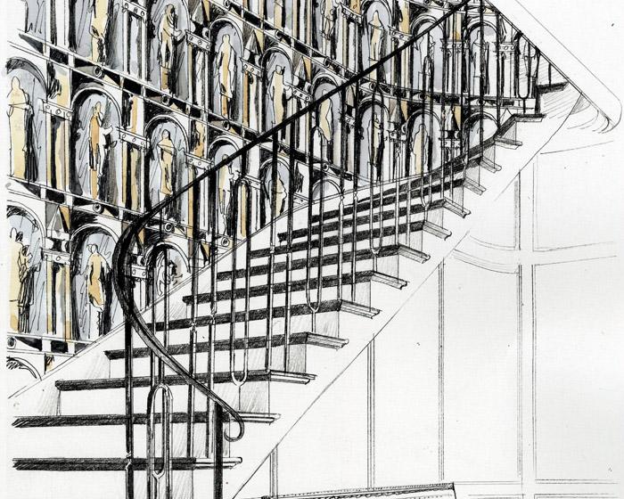 Zoffany Montacute Platinum Grey/Ink 312966 Wallpaper