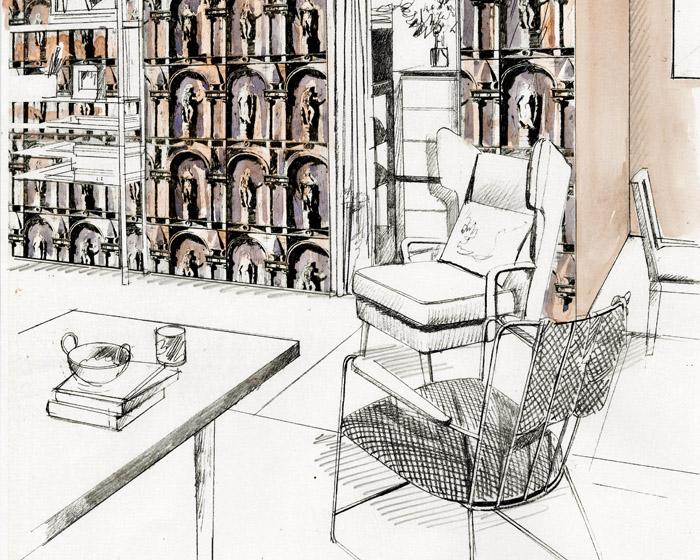 Zoffany Montacute City Grey/Bone Black 312967 Wallpaper