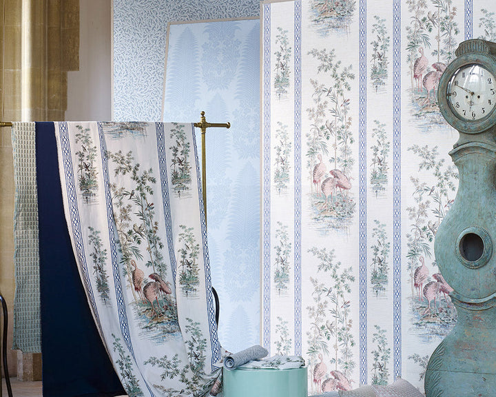 Zoffany Storks & Thrushes Wallpaper with a clock