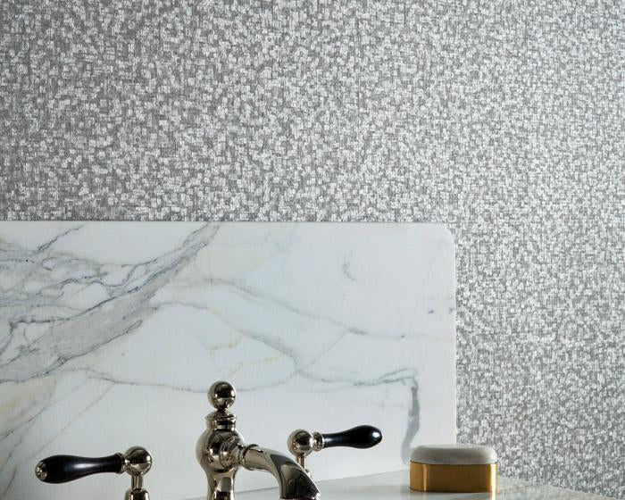 Zoffany Mosaic Pale Silver 312926 Wallpaper