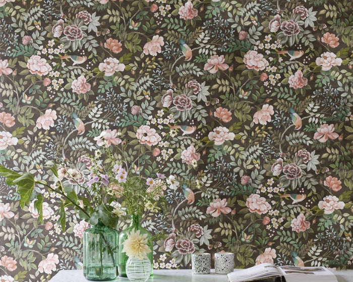 Designers Guild Porcelaine de Chine - Chocolate Wallpaper in Room