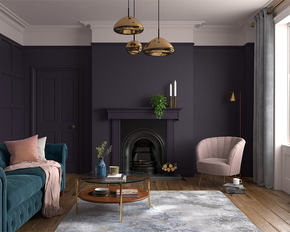 Dulux Heritage Dark Aubergine Paint in Living Room