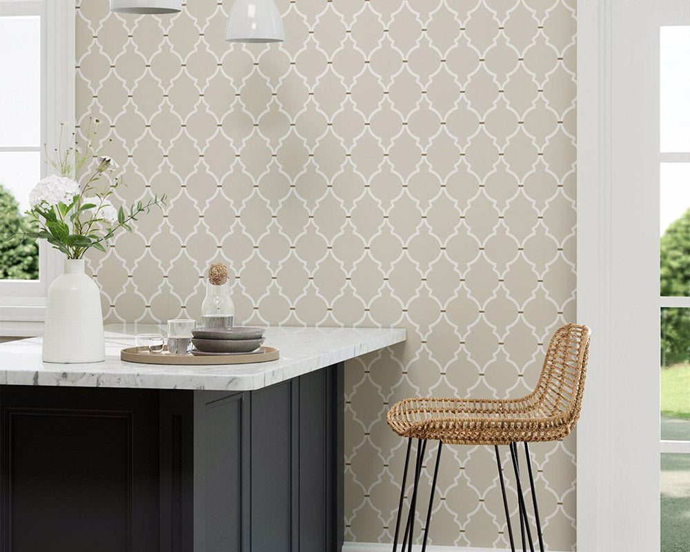 Sanderson Empire Trellis Wallpaper Linen/Cream