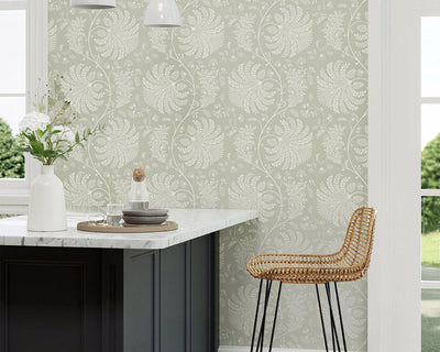 Sanderson Mapperton Wallpaper sage green in room