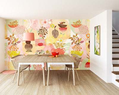OHPOPSI Abstract Fusion Wallpaper in a dining room