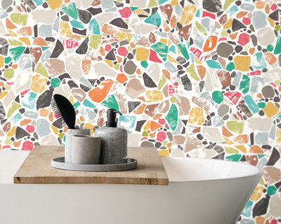 OHPOPSI Fragments Wallpaper in a bathroom
