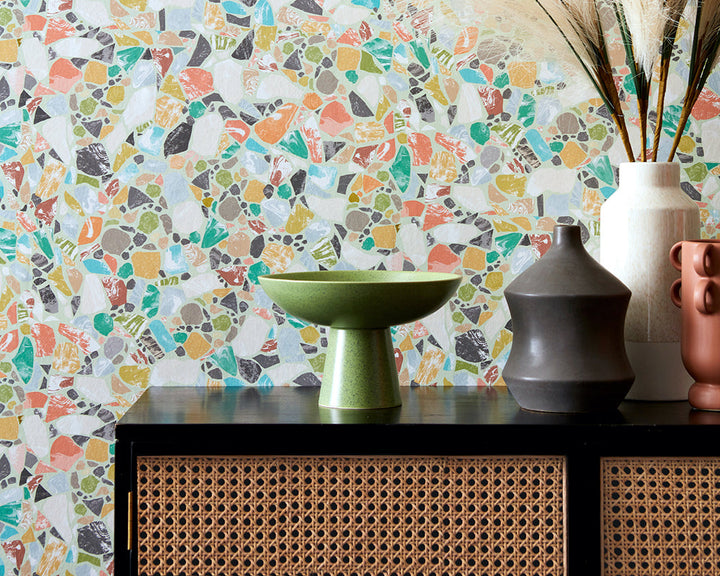 OHPOPSI Fragments Wallpaper on a feature wall