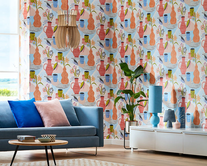OHPOPSI Pablo Wallpaper on living room walls