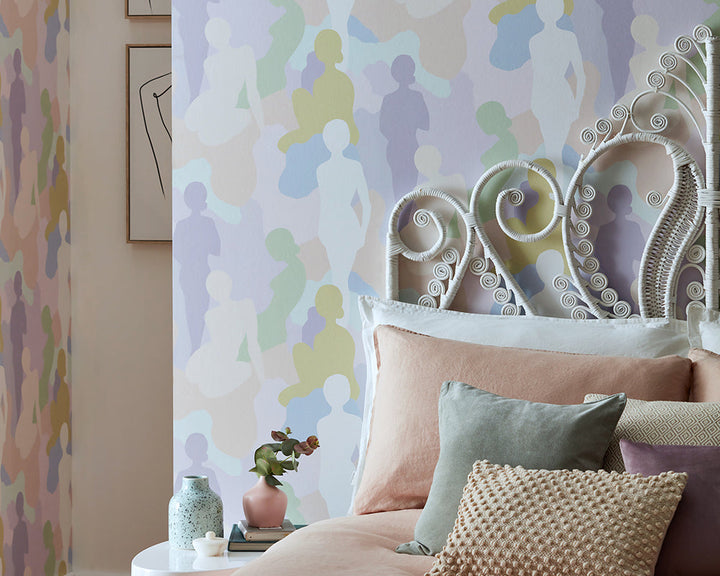 OHPOPSI Silhouette Wallpaper behind a bed head