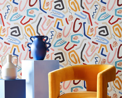 OHPOPSI Squiggle Wallpaper as a feature wall