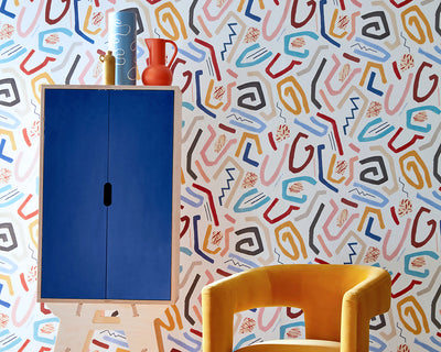 OHPOPSI Squiggle Wallpaper on a wall