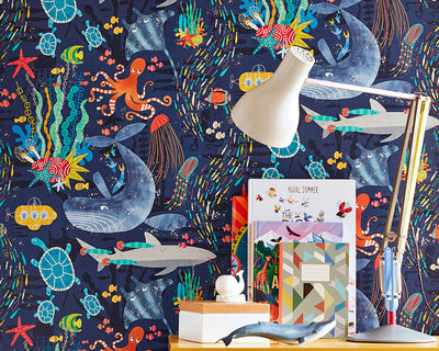 OHPOPSI Beneath The Waves Wallpaper in a playroom