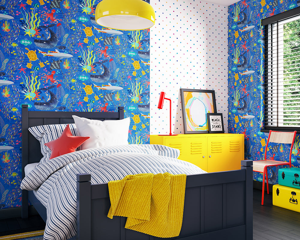 OHPOPSI Beneath The Waves Wallpaper in a children's bedroom