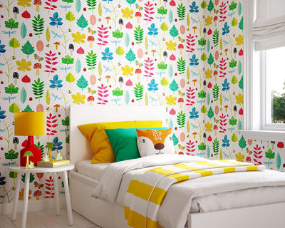 OHPOPSI Forest Floor Wallpaper in a children's bedroom