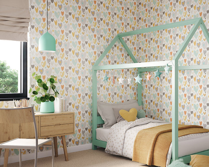 OHPOPSI Pop Hearts Wallpaper in a children's bedroom