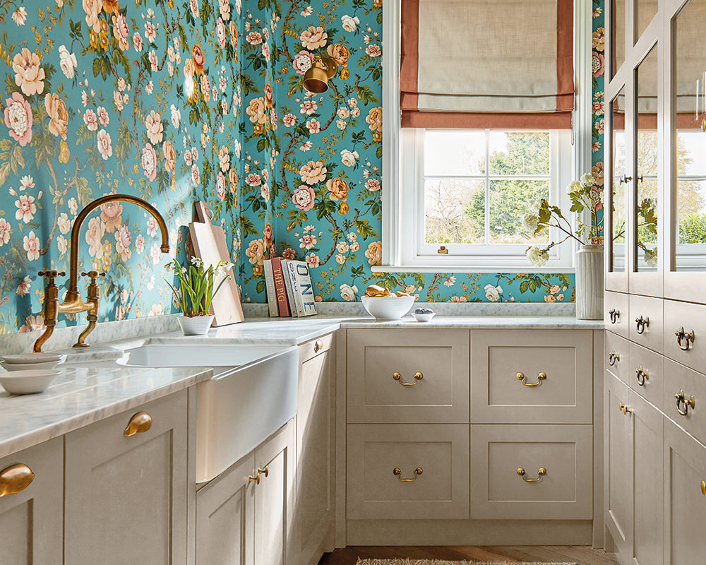 Sanderson Hykenham Wallpaper in a Kitchen