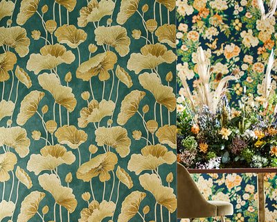 Sanderson Lotus Leaf Wallpaper in room