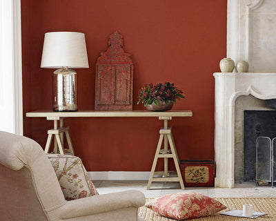 Sanderson Bengal Red Paint as a feature wall