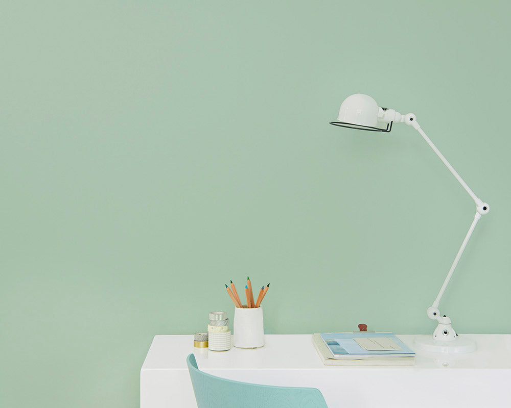 Sanderson Fountain Green Paint on a home office walls