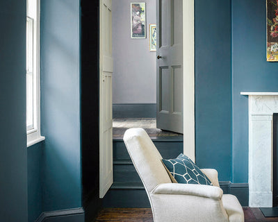 Sanderson Midnight Blue Paint on living room walls