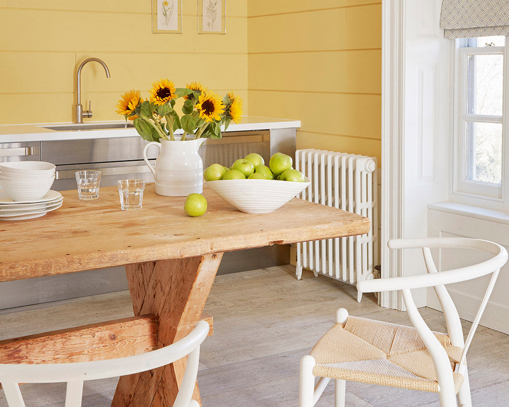 Sanderson Ming Gold Paint on dining room walls