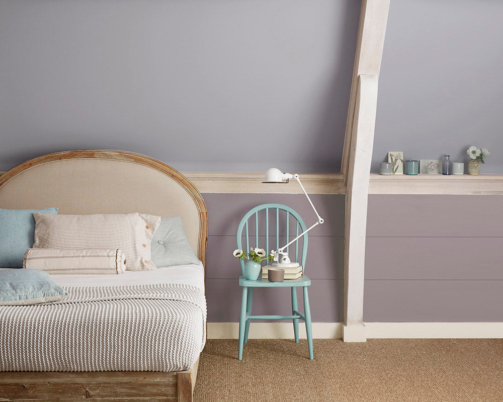Sanderson Lilac Shadow Paint on bedroom walls