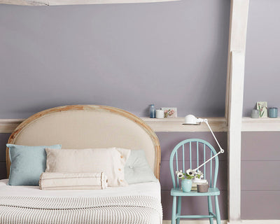 Sanderson Lilac Shadow Paint used in a bedroom