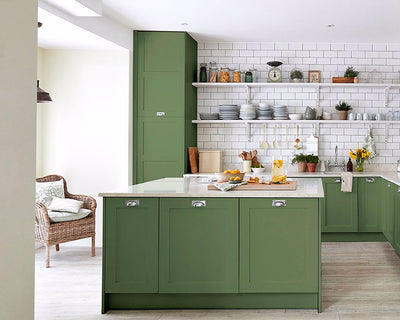 Kitchen cabinets in Sanderson Devon Green