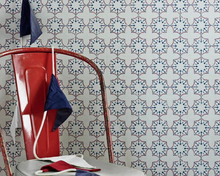 Barneby Gates Anchor Tile in Red/White/Blue Wallpaper BG1000101