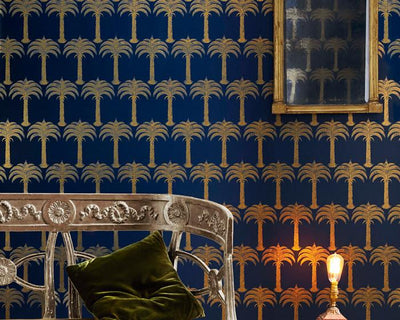 Barneby Gates Marrakech Palm in Midnight Blue Wallpaper BG1200101