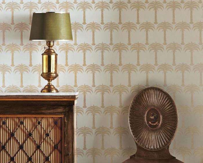 Barneby Gates Marrakech Palm in Soft Gold Wallpaper BG1200102